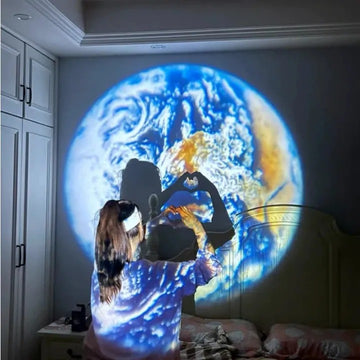 Earth Moon Projection Lamp – Rechargeable Star & Planet Projector LED Night Light